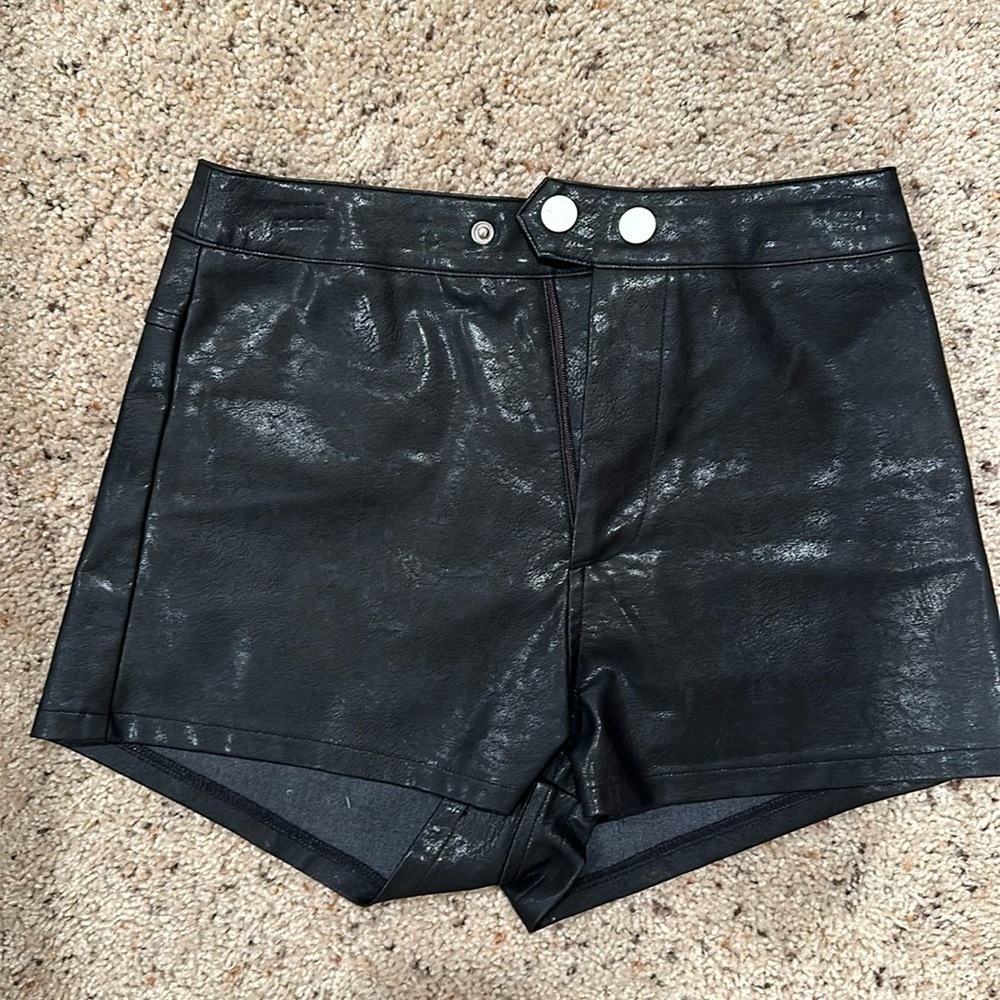 superdown Black Faux Leather High-Waist Shorts